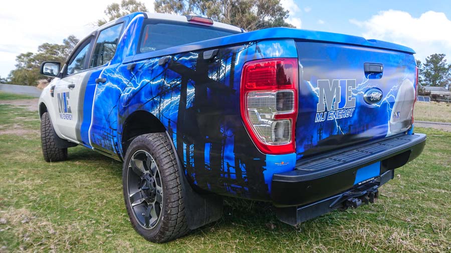 MJ Energy Partial Wrap tradies ute with lightning elements