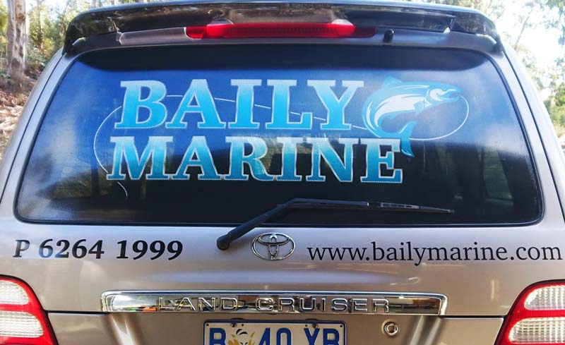 back window signage one way vision bailey marine - wrapcraft hobart