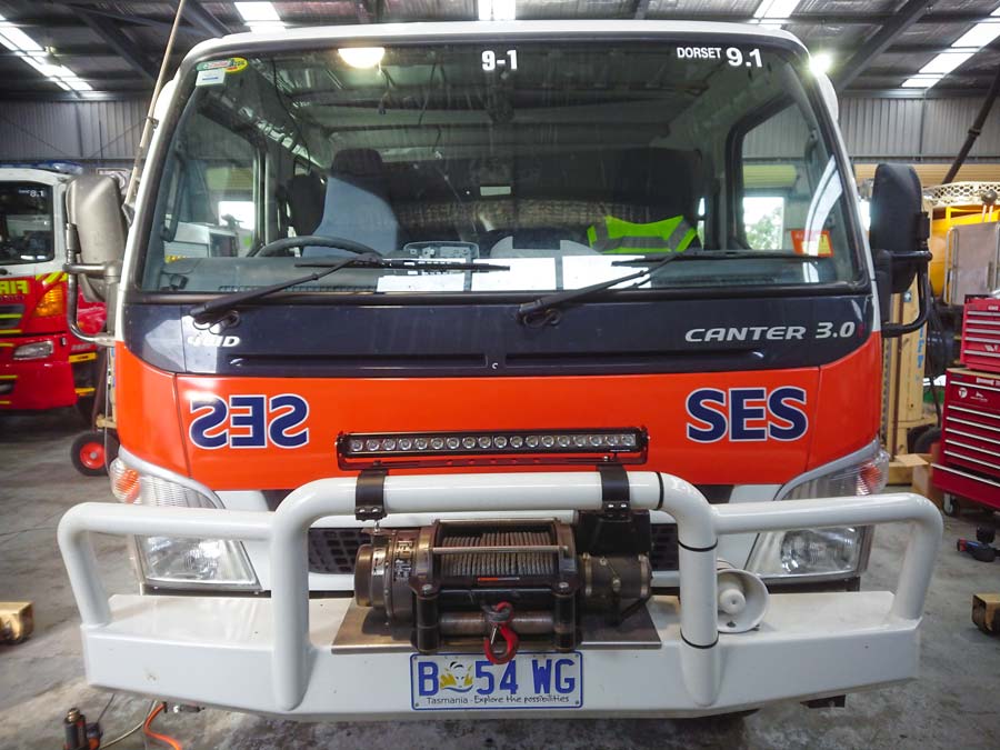 SES Tasmania High Visibility Graphics Truck Front View