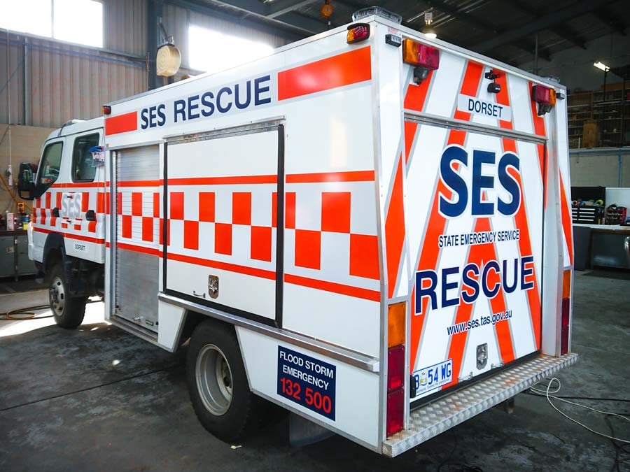SES Tasmania High Visibility Graphics Truck